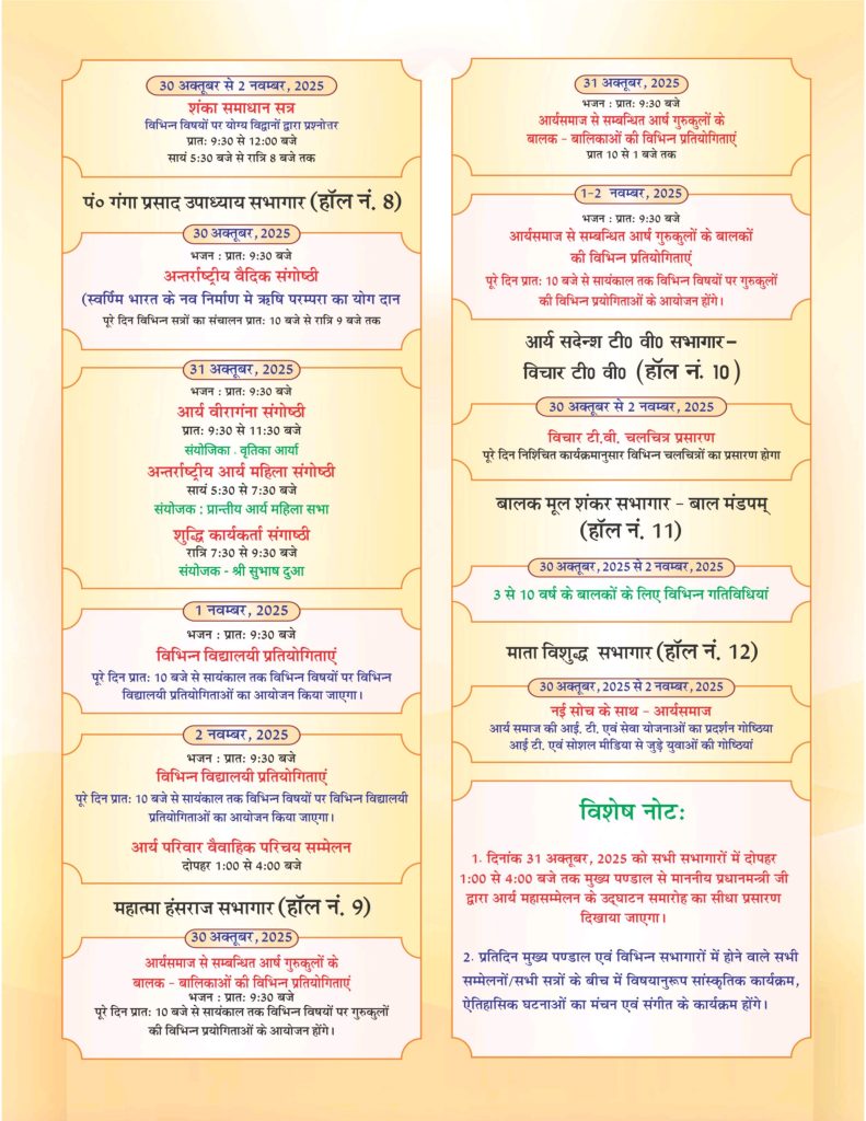 अंतर्राष्ट्रीय आर्य महासम्मेलन 2025 कार्यक्रम का विवरण